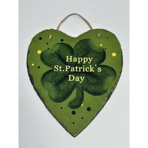 Happy St. Patrick's Day Wall Hanging Decor With Painted Clover Vintage